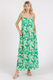 Mittoshop Printed V-Neck Maxi Cami Dress with Pockets - felvior
