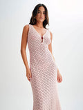 Openwork Sleeveless Maxi Dress - felvior