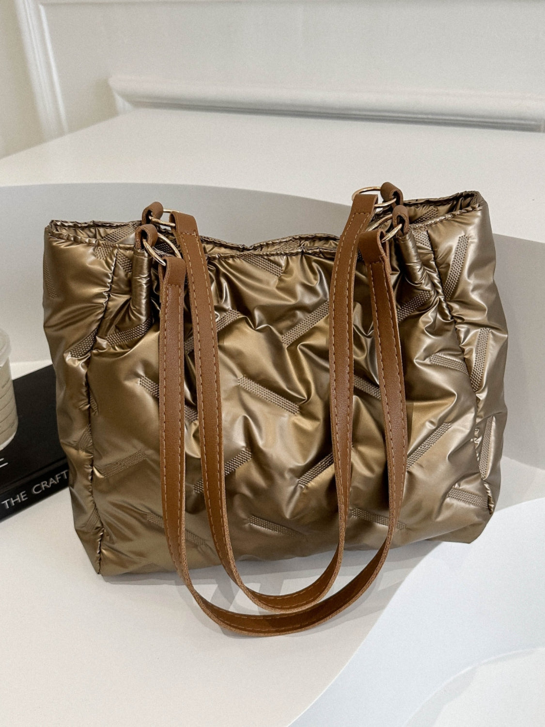 Textured Polyester Shoulder Bag - felvior