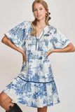 Umgee Full Size Two Tone Landscape Print Dress Plus Size - felvior