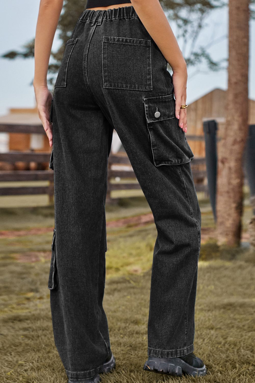 Loose Fit Long Jeans with Pockets - felvior
