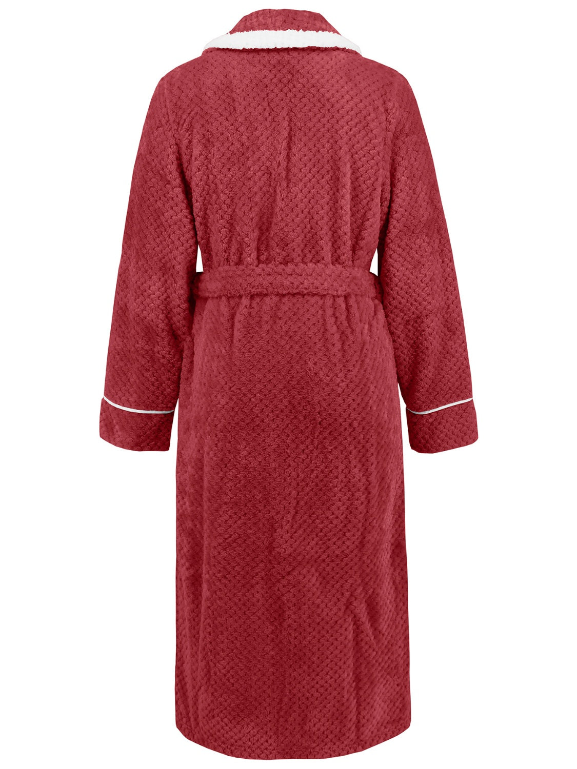 Contrast Trim Tie Waist Lounge Nightgown with Pockets - felvior