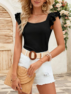 Square Neck Cap Sleeve Top
