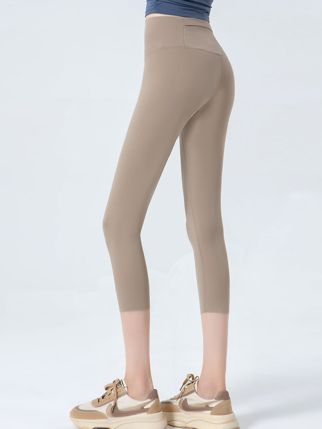 Wide Waistband Cropped Sports Leggings - felvior