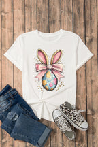 Easter Egg Bow Bunny Ear Graphic T-Shirt