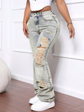 Distressed High Waist Jeans - felvior