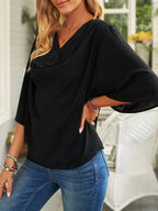 Full Size Ruched Three-Quarter Sleeve Blouse Plus Size