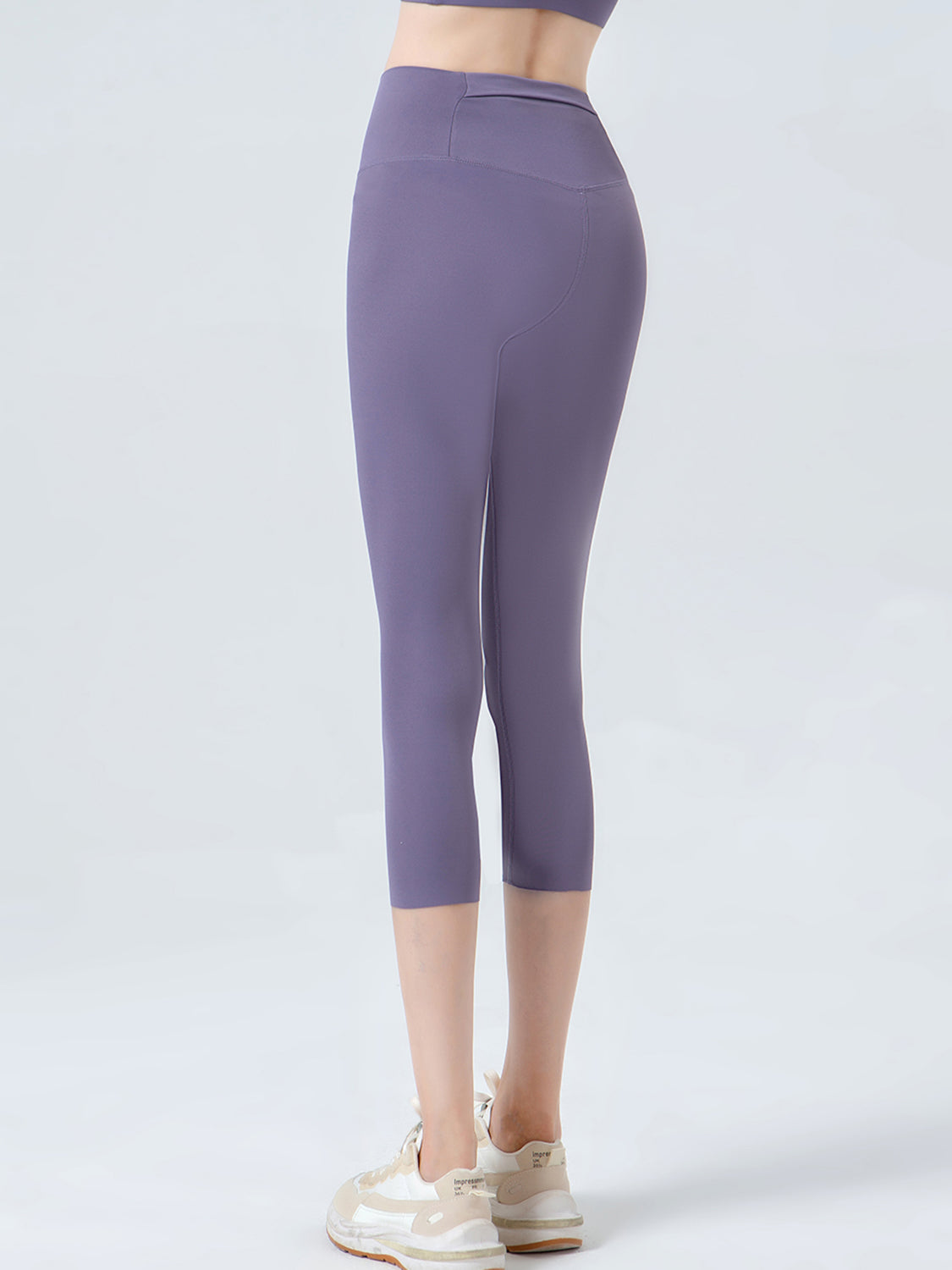 Wide Waistband Cropped Sports Leggings - felvior
