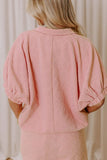 Half Zip Half Sleeve Top and Skirt Set - felvior