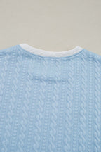 Textured Contrast Edge Top and High Waist Pants Set