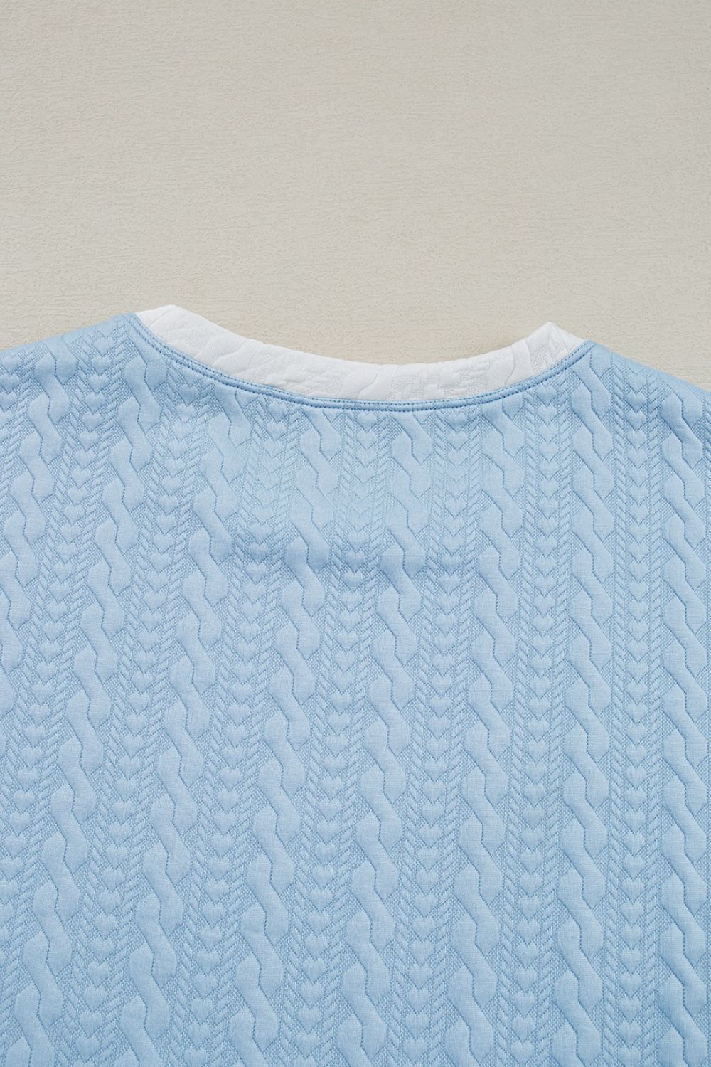 Textured Contrast Edge Top and High Waist Pants Set