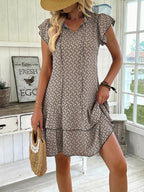 Full Size Ruffled Layered Printed Mini Dress Plus Size