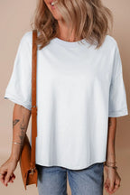 Loose Half Sleeve Hi Low Hem T Shirt
