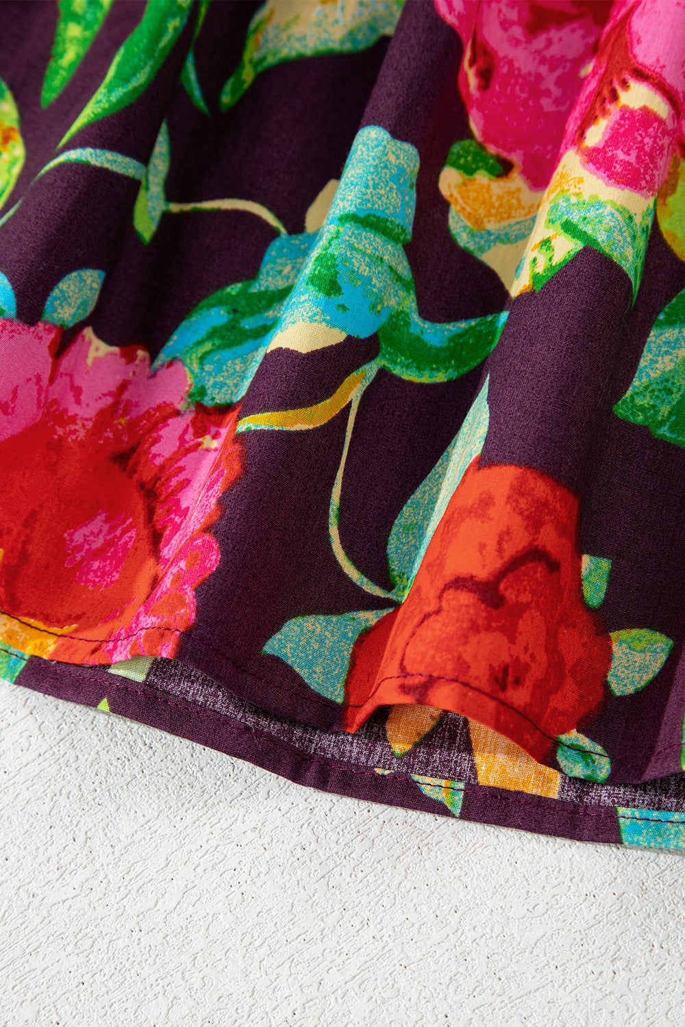 Flower Embroidered Trim Half Sleeve Blouse