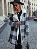 Plaid Open Front Coat with Pockets - felvior