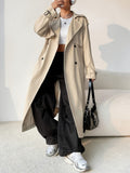 Collared Neck Long Sleeve Longline Trench Coat - felvior