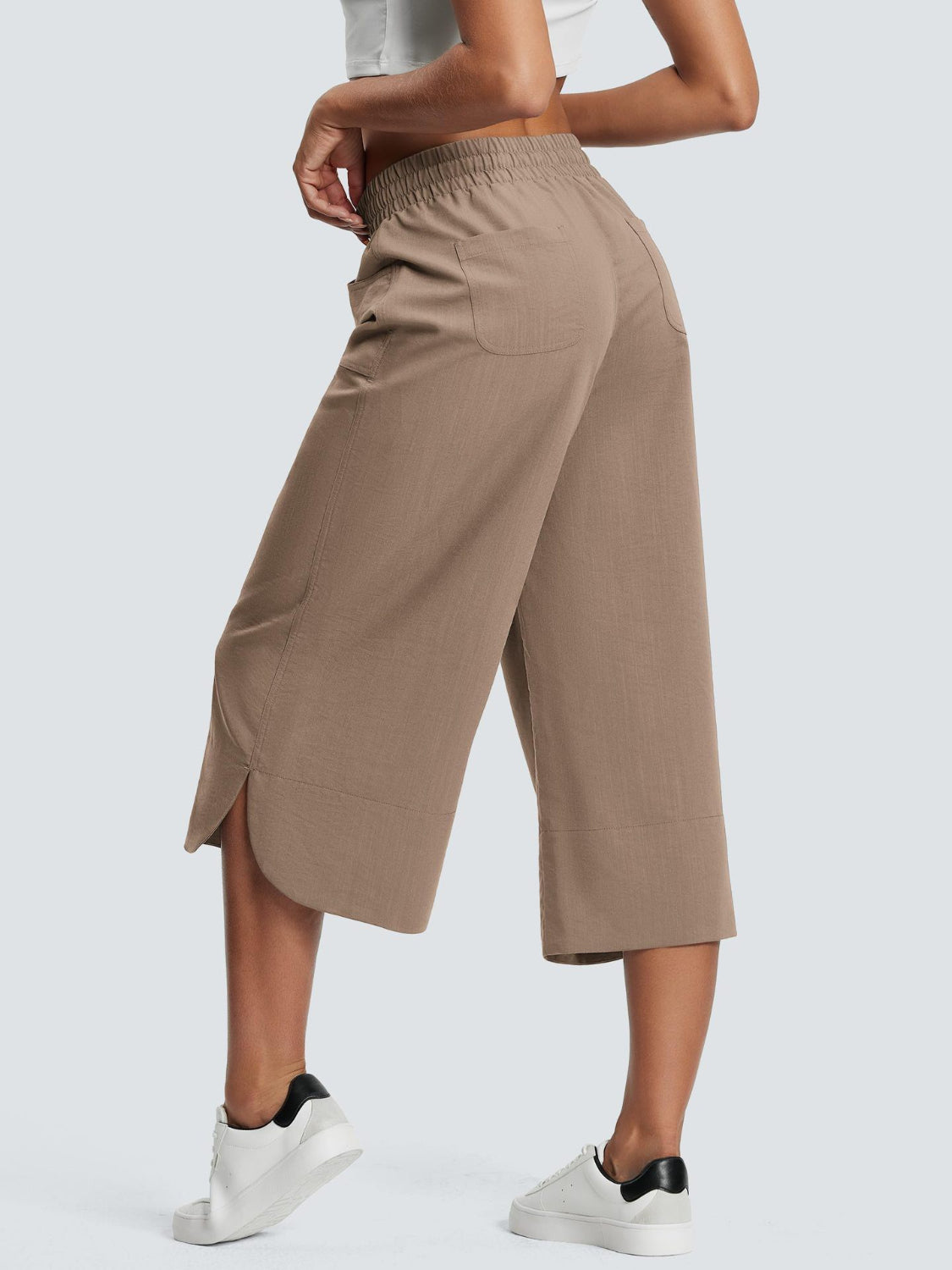 Full Size Drawstring Wide Leg Capris Pants Plus Size