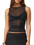 Ruched Round Neck Tank - felvior
