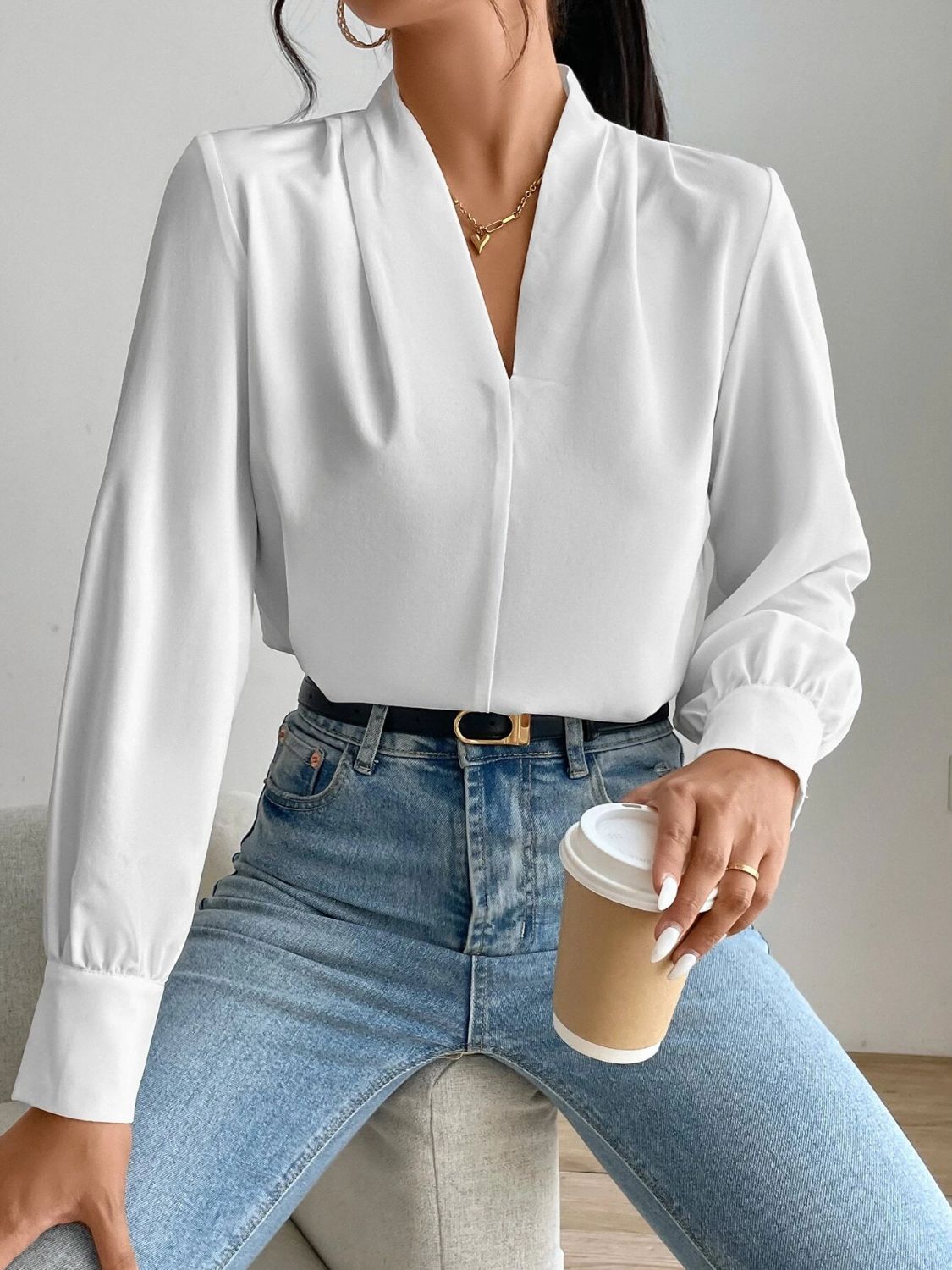 V Neck Long Sleeve Top Image principale du produit