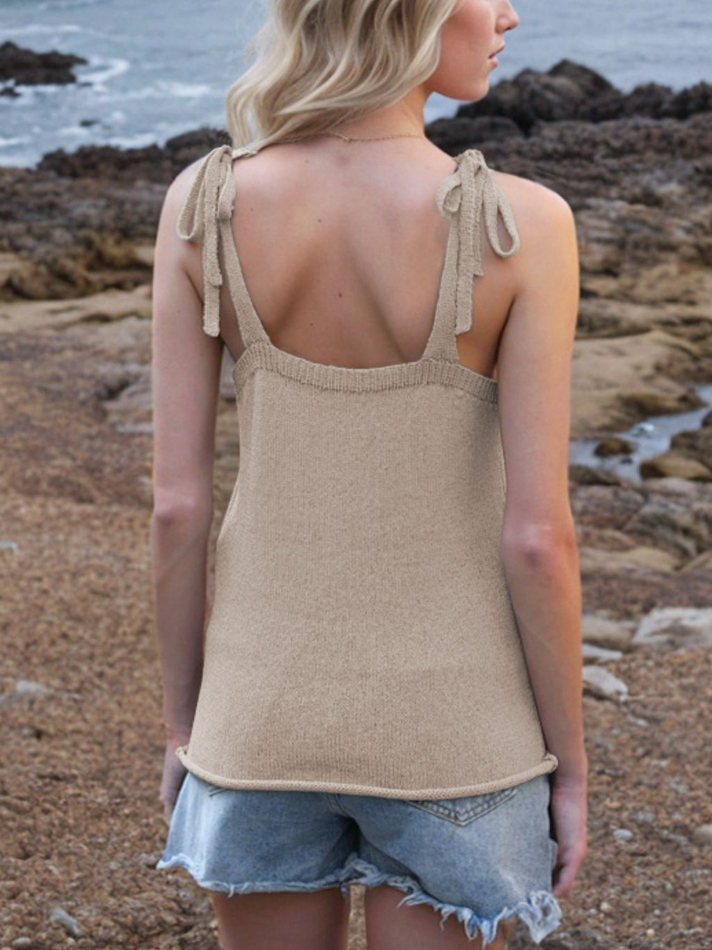 Tie Shoulder V-Neck Sweater Vest