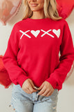 Valentine’s Day XOXO Round Neck Drop Shoulder Sweatshirt - felvior