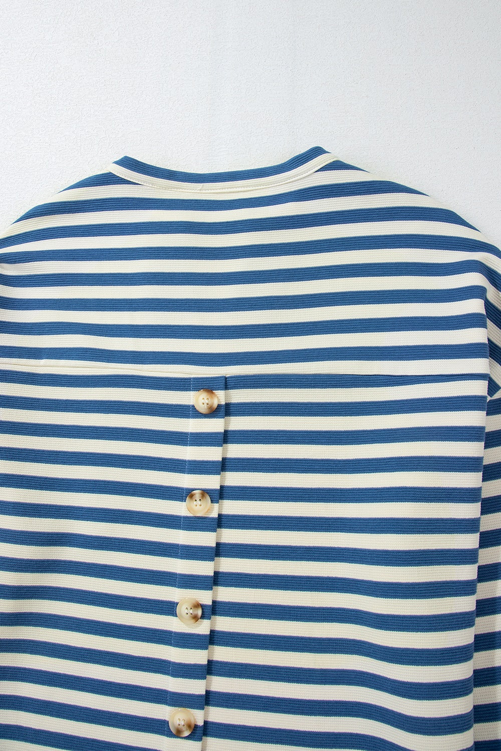 Stripe Chest Pocket Notched Top - felvior