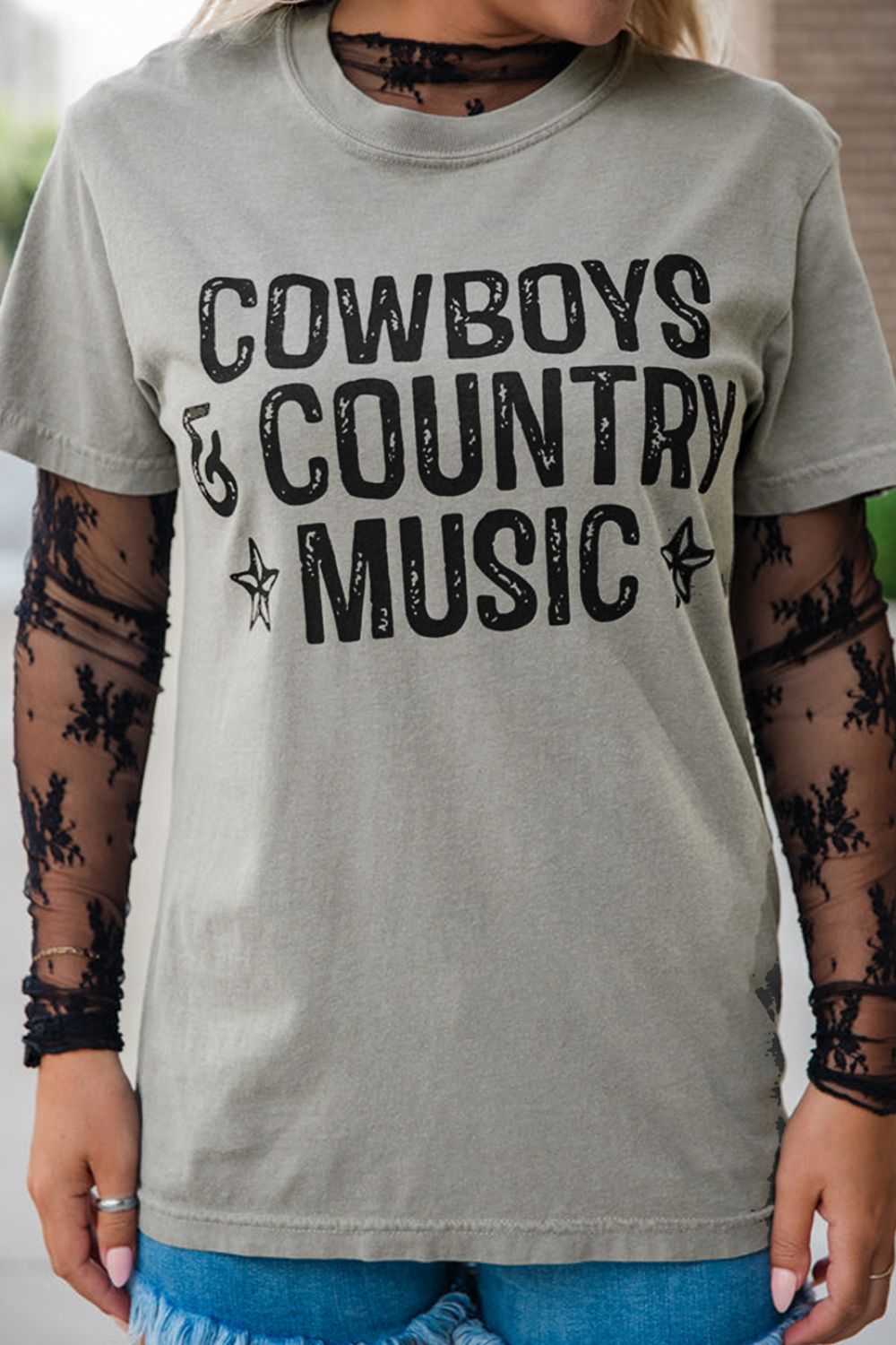 Letter Graphic Round Neck Short Sleeve T-Shirt