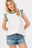 Ces Femme Contrast Striped Sleeveless Round Neck Top - felvior