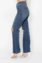 Judy Blue Full Size Hw Ripped Knee Dad Jeans Plus Size