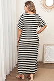 Plus Size V-Neck Side Slit Maxi Dress - felvior