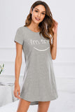Graphic Round Neck Short Sleeve Lounge Dress - felvior