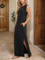Full Size Slit Round Neck Sleeveless Maxi Tank Dress Plus Size