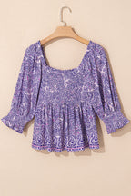 Printed Square Neck Half Sleeve Blouse