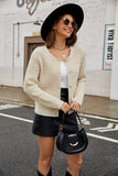 Round Neck Button Up Cardigan with Pockets - felvior