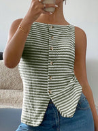 Button Down Striped Tank
