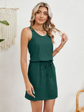 Eyelet Scoop Neck Sleeveless Dress - felvior
