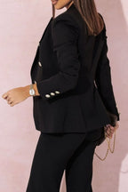 Full Size Lapel Collar Long Sleeve Blazer and Pants Set Plus Size