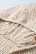 Distressed Zip Up Drawstring Hooded Cardigan