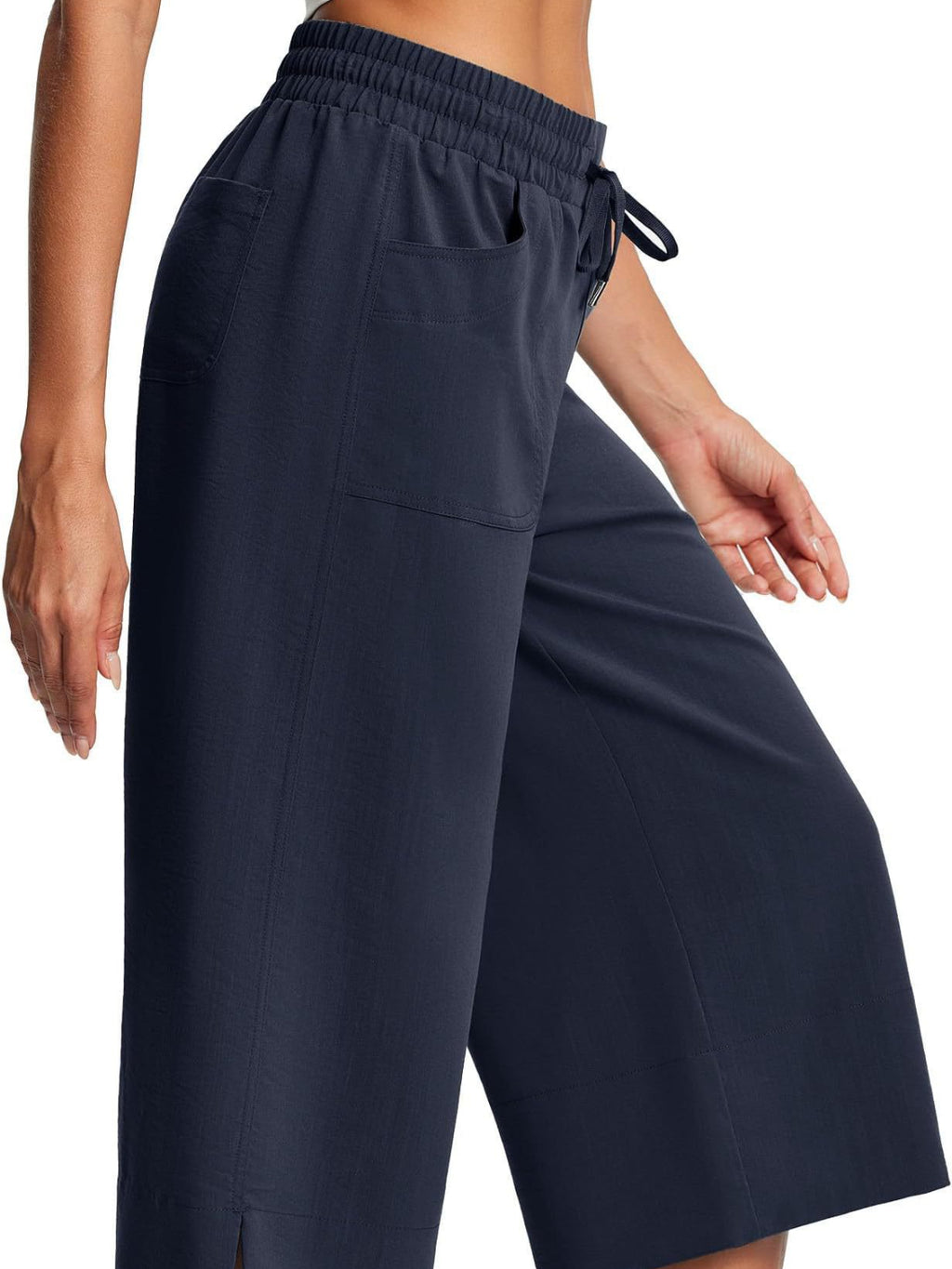 Full Size Drawstring Wide Leg Capris Pants Plus Size