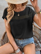 Cutout Round Neck Short Sleeve Top