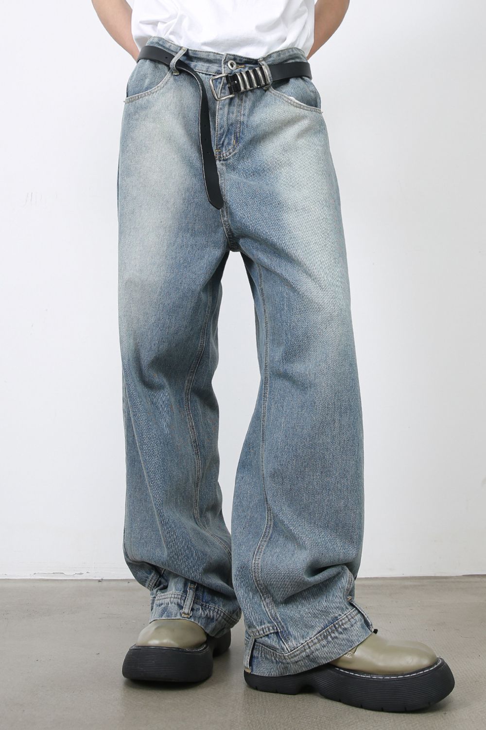 Men's Washed Loose Jeans with Pockets - felvior