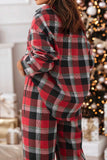 Plaid Long Sleeve Top and Pants Lounge Set - felvior