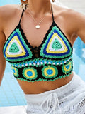 Geometric Halter Neck Swim Top - felvior