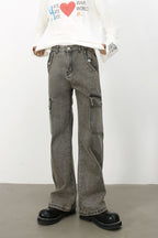 Men's Straight Leg Jeans with Cargo Pockets