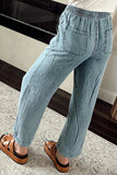 Drawstring High Waist Jeans with Pockets - felvior