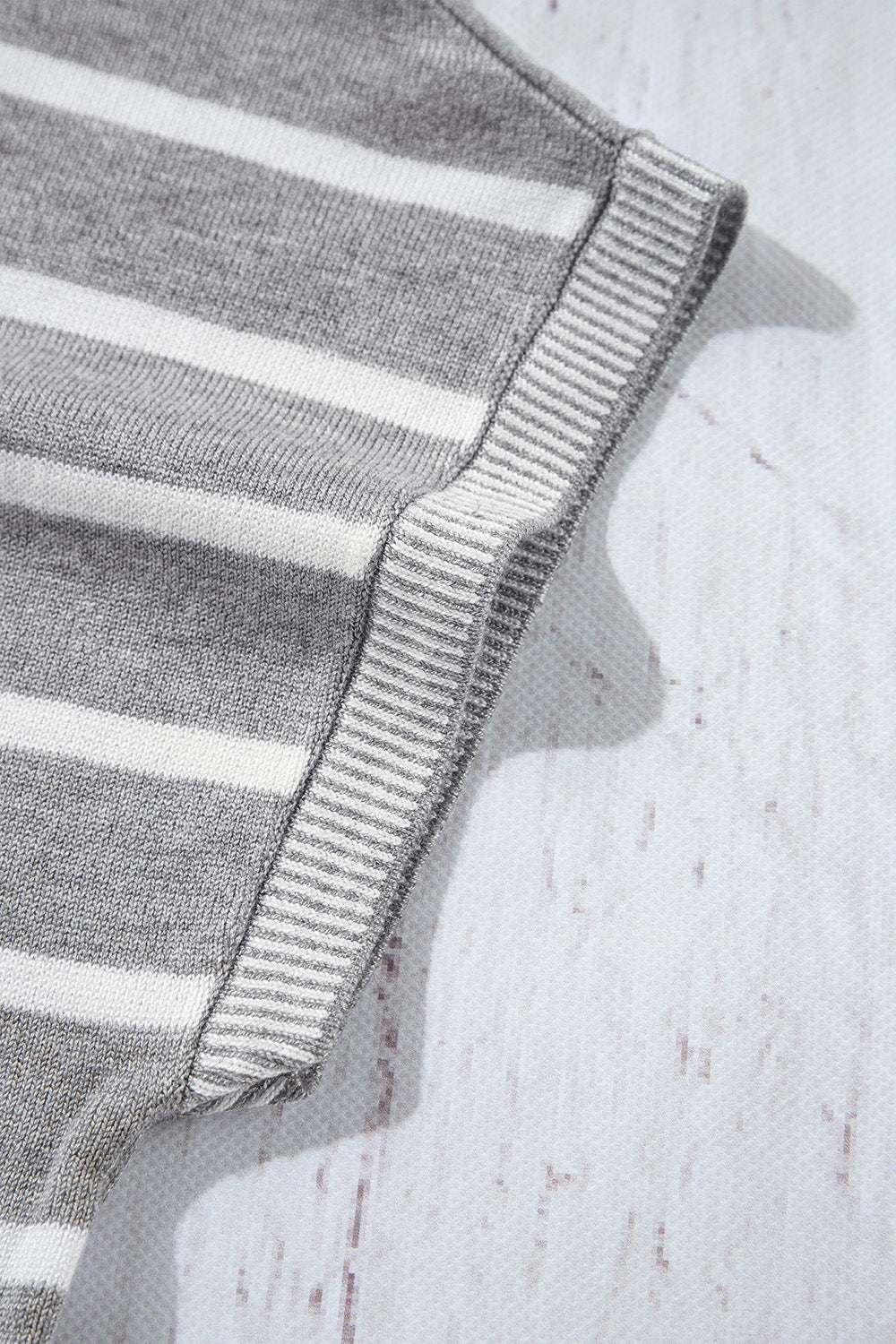 Striped Short Sleeve Knit Top - felvior