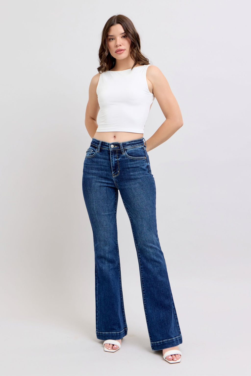 Judy Blue Full Size High Rise Flare Jeans with Pockets Plus Size