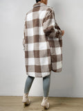 Plaid Collared Neck Button Down Coat - felvior