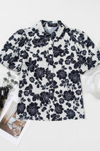 Floral Button Down Puff Sleeve Shirt