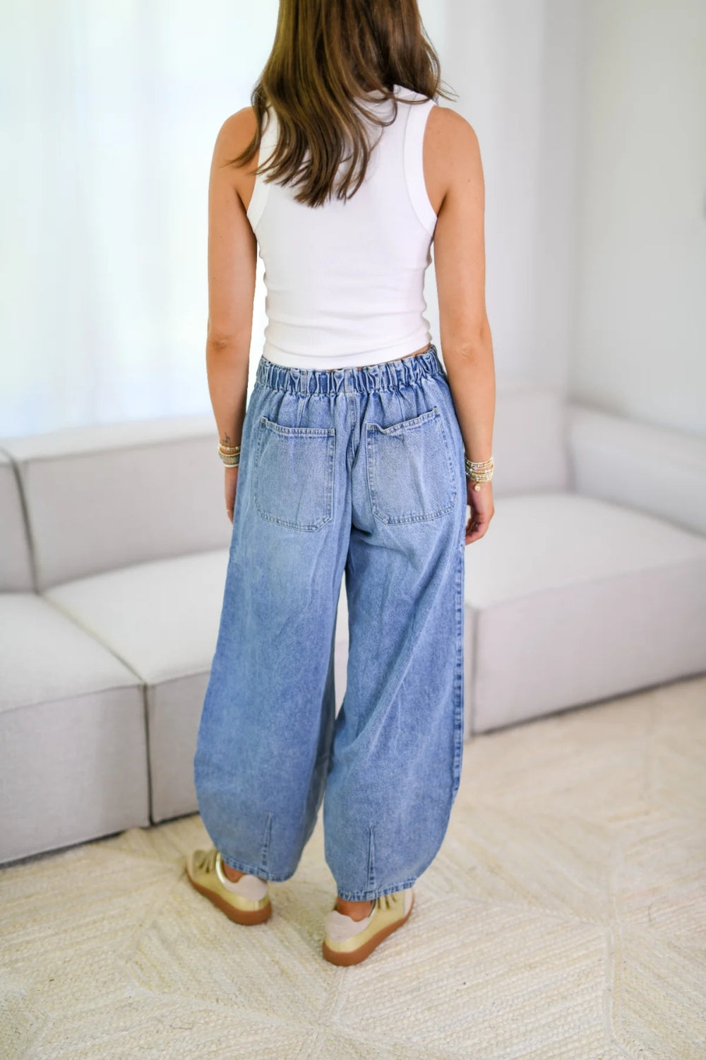 Drawstring Jeans with Pockets - felvior
